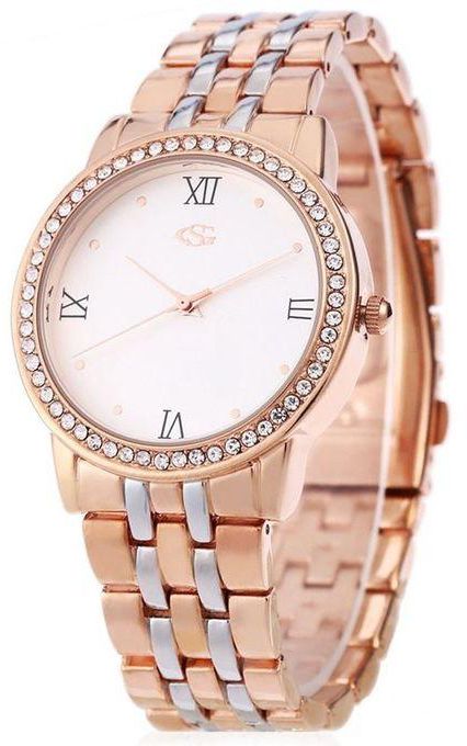 George Smith Female Quartz Watch Roman Number Display -Rose Gold+Silver