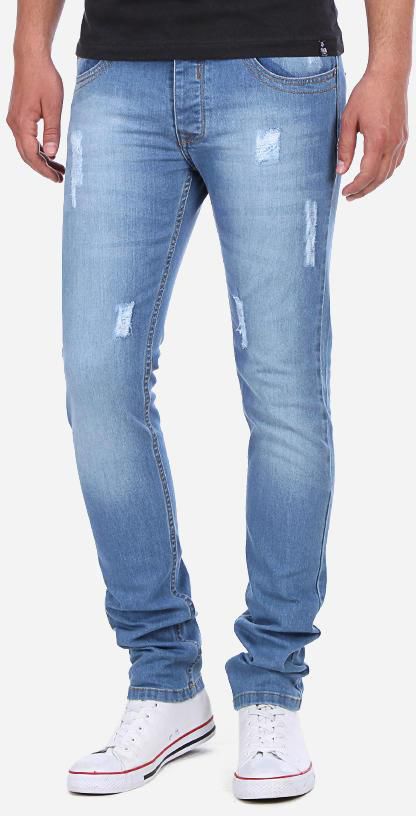 Leopardo Nero Slim Fit Stitched Jeans - Light Blue