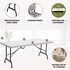 NOVECRAFTO White Folding Table with 70.8'' (180cm) Table Surface, Picnic Camping Table, High-Density Steel Frame Foldable Table, Pasting Table with Powder Coating, Trestle Table for 6 Person