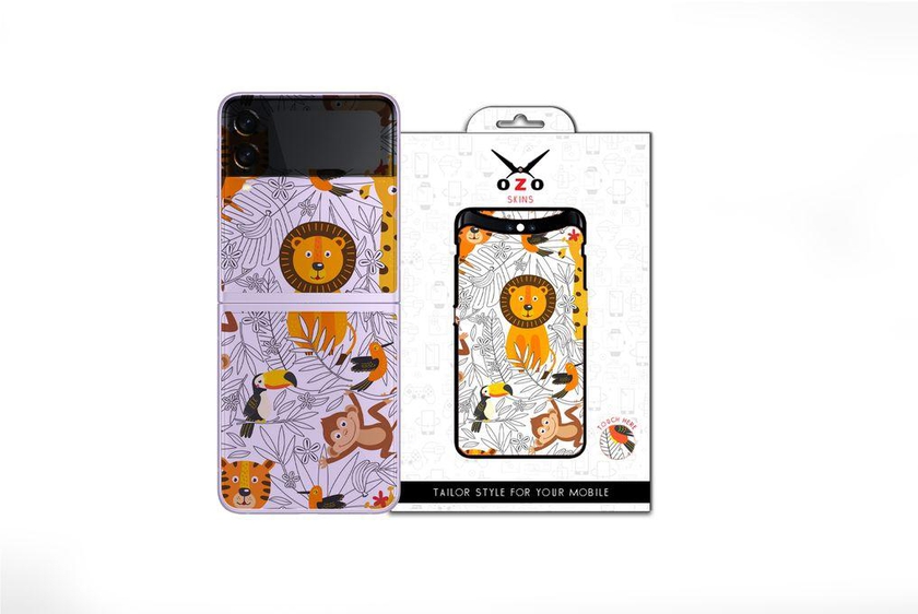 OZO Skins Transparent Coloring Tropical Animals (SV520CTA) (Not For Black Phone) For Samsung Galaxy Z Flip 5