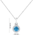 His & Her 0.06 Cts Diamonds & 0.4 Cts Blue Topaz Round Shape Pendant in 925 Sterling Silver (GH Color, PK Clarity) with 16" Silver Chain