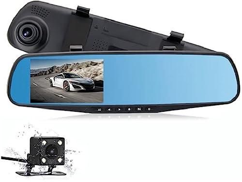 Dual Lens Dash Cam, Mirror Camera Car Dashboard, 4.3 Inch LCD Dual Lens DVR Video Recorder, Rearview Monitor Screen G-Sensor Waterproof for Car Backup Camera HD 1080P