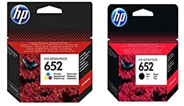 Hp F6v24ae 652 Black Ink Cartridges, 2 Pieces And Hp F6v25ae 652 Tri Color Ink Cartridge