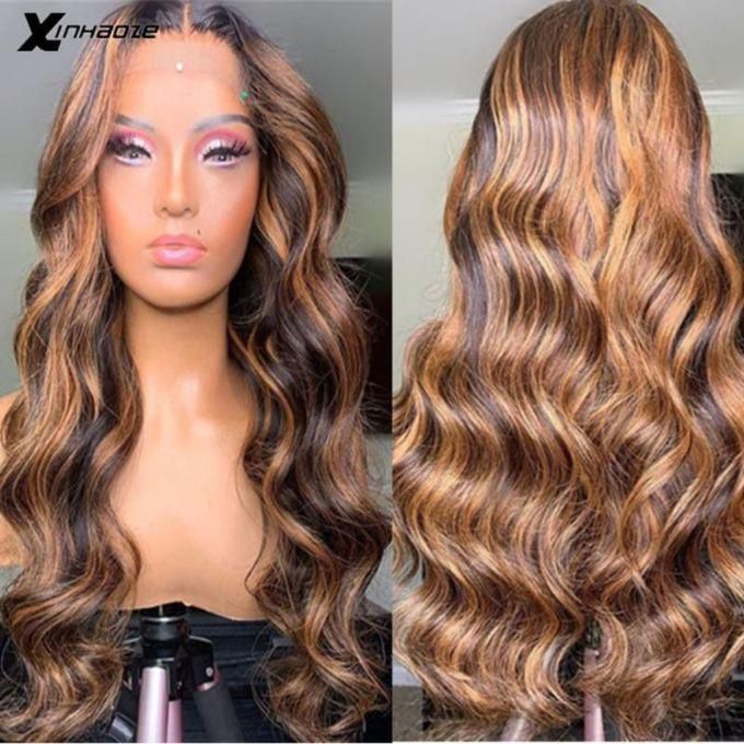 Brown-body-wave-middle-part--lace-front - 30inches
