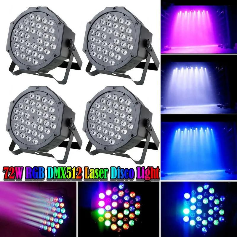 1/2PCS 36 LED 72W RGB Stage Light Flat Par Lamp DMX512 Lighting Laser Projector DJ Disco Party Light (AU/EU/US/UK Plug)