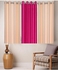 3-Piece Window Curtain Set Beige/Pink 147x120 centimeter