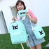 Neworldline 3 Sets Women Girl Cat Animals Travel Backpack School Bag Shoulder Bag Handbag-Green