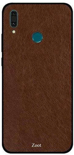 Leather Pattern Printed Protective Case Cover For Huawei Y9 2019 Brown