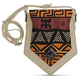 CANVA Beige Triangles Crossbag African Pattern Beige - Women Bag - 6109-Beige-845
