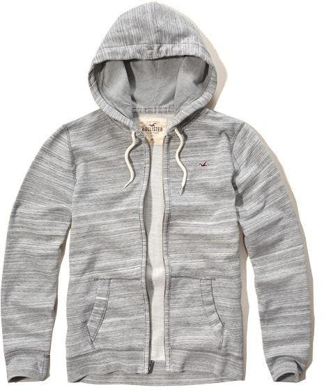 Hollister Grey Cotton Cowl Neck Hoodie & Sweatshirt For Men