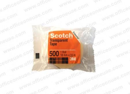 3M Scotch Transparent Tape 500 Yellow, 18mm x 33m