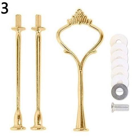 Bluelans Wedding Party Cake Display Crown Handle Stand 3 Tiers (Gold)