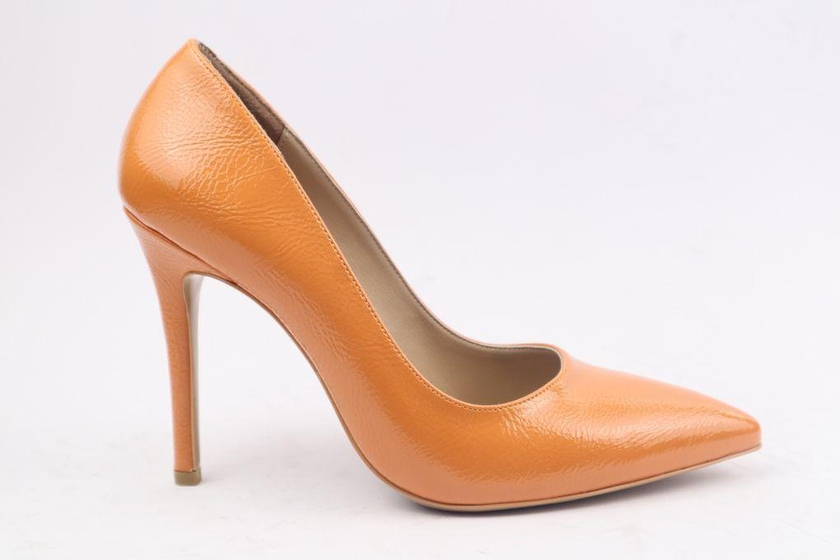 Paylan حذاء جلد بكعب عالي للنساء - أورنج
