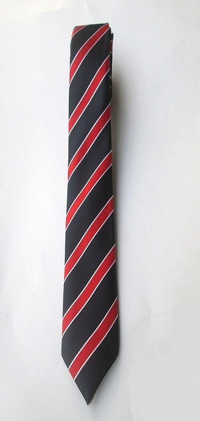 Smartlook Men's Slim Fit Tie - Black With Red And White Stripe
