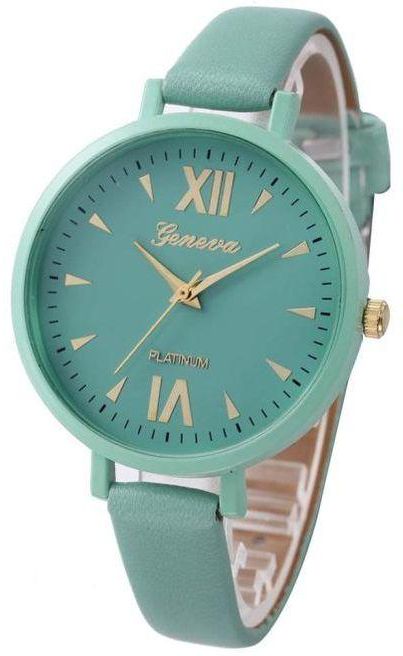 Duoya Women Time Fine Watch Strap Leather Analog Simple Clock Dial Wrist Watch -Green
