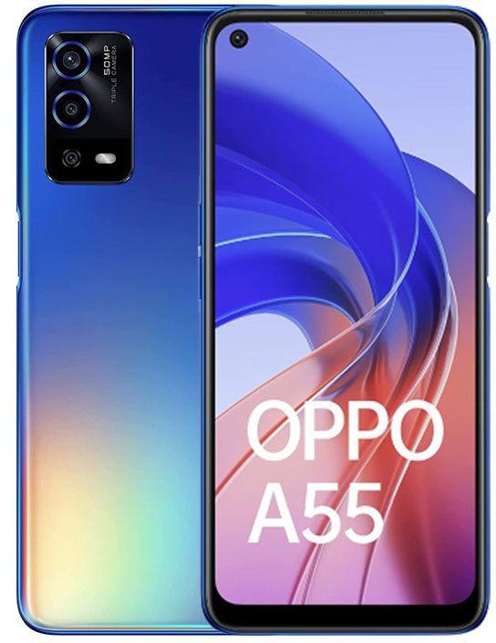 Oppo A55 Mobile 4GB Ram, 128GB - Rainbow Blue