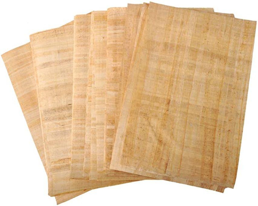 مجموعة من 10 ورق البردي المصري 12 × 16 بوصة (30 × 40 سم) - أوراق البردي لأبجدية قديمة - البردي للمشروعات الفنية ودفتر القصاصات وتاريخ المدرسة - ورقة لمساعدة تعليمية مثالية