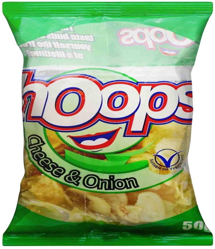 Hoops Cheese And Onion Crisps Potato Chips 50g