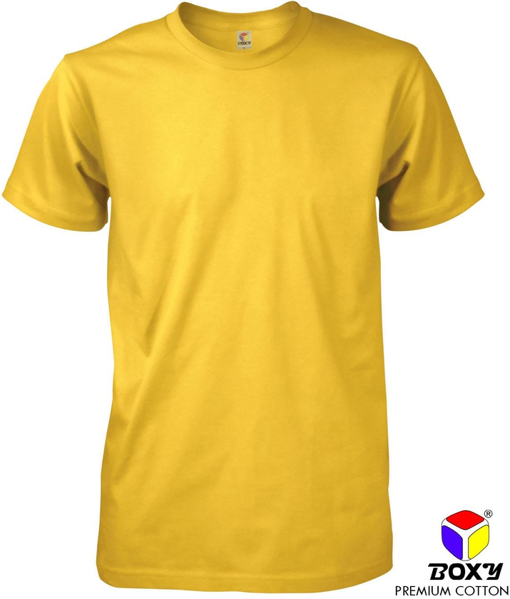 Boxy Premium Cotton Round Neck T-shirt - 7 Sizes (Yellow)