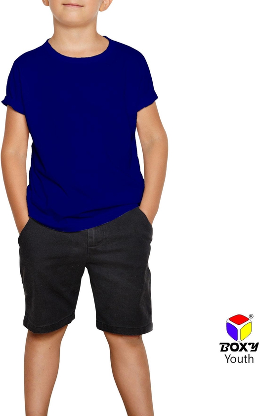 Boxy Youth Microfiber Round Neck T-shirt - 5 Sizes (Royal Blue)