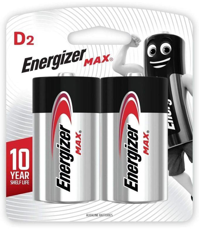 Energizer D2 Max Energizer Alkaline Batteries, 2 Pieces - 1.5 Volt