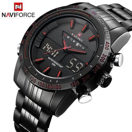Naviforce men's metalic chronomile functional wrist watch