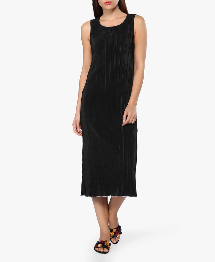 Black Stripe Textured Dress