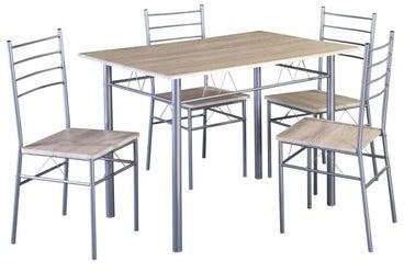 4-Seater Kulltorp Novi Dining Table Set Beige/Silver 108x146x105.5cm