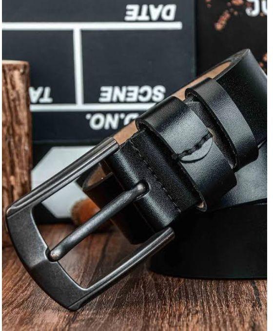 Men Genuine Luxury Leather Belt BLACK