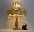 Wooden Lamp Engraving Wooden Color Chapua Classic 40 Cm Embroidered Fabric Crystal Height 50 Cm