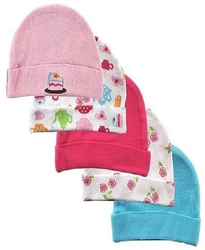 Luvable Friends Baby Girl Caps Gift Set Of 5 Multicolour/Design