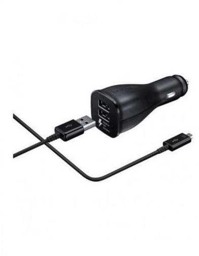 Generic Adaptive Fast Charging Dual-Port Vehicle Car Charger With Micro USB Cable -Black
