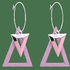 Metal Triangle Circle Hoop Drop Earrings - Pink