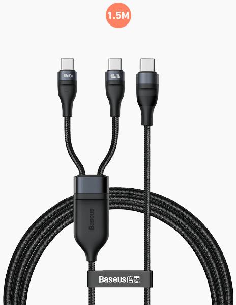 Baseus Flash Series 2 in 1 Fast Charging Data Cable Type-C to C+C 100W 1.5m