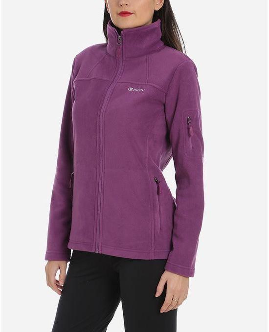 Activ Plain Casual Zipped Sweatshirt - Purple
