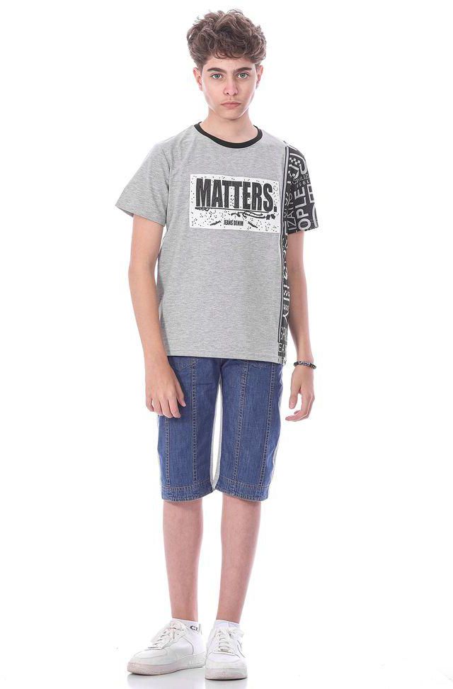 Ktk Casual Gray T-Shirt With Print For Boys