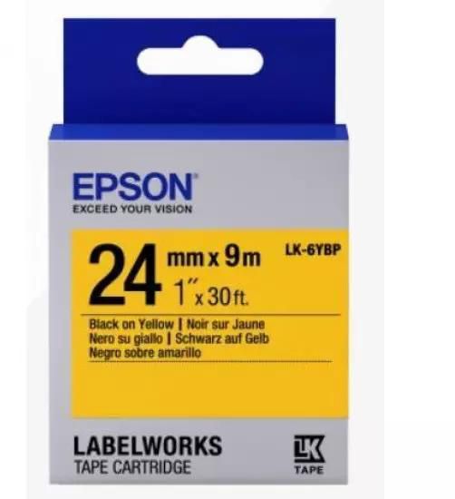 Epson Label Cartridge Pastel LK-6YB Black/Yellow 24mm (9m) | Gear-up.me