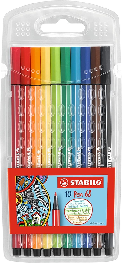 قلم فايبر تيب 68 من STABILO مكون من 10 قطع