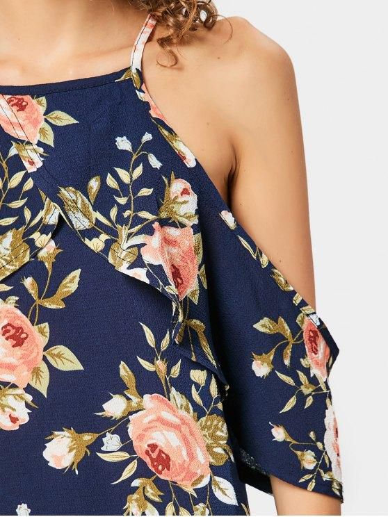 Cold Shoulder Floral Print Cami Dress