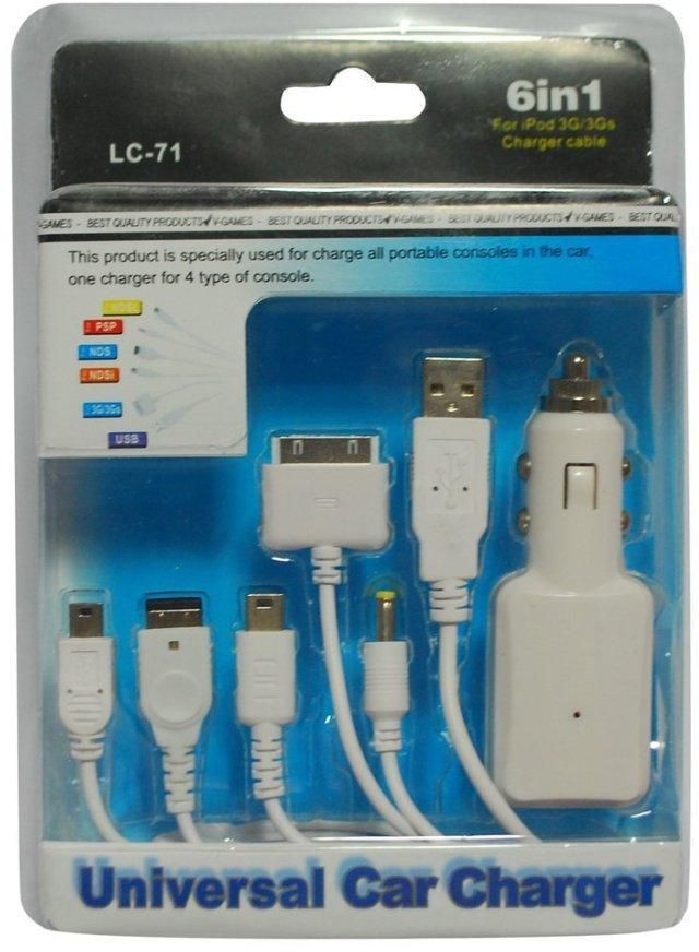 Hometech2u 6-in-1 Universal Car Charger for iPod with USB Port
