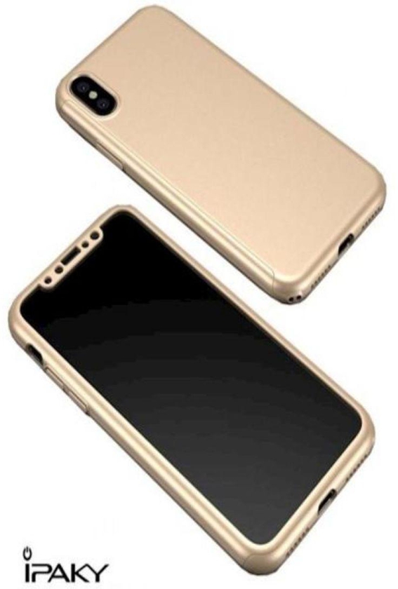 3-Piece Protective Front And Back Cover With Screen Protector For Apple iPhone X Gold