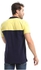 Ted Marchel Men Bi-Tone Upper Buttoned Cotton Polo Shirt - Navy Blue & Yellow