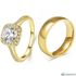 Stainless Stainless Steel Wedding Ring Set-Gold