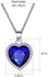 Silver Tone Alloy Rhinestone Created Crystal Gemstone And White Sapphire Wrapped Heart Pendant Necklace Classic Temperament Ocean Heart Necklace Chain Jewelry Gift for Women Girls