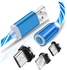 Rewin 3 in 1 Magnetic Type C Micro USB 8 Pin Fast Charging Cable for Mobile Phone -Blue
