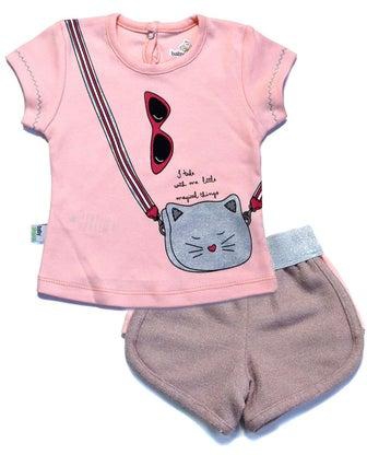 Baby set with Print T-Shirt And Shorts Purple