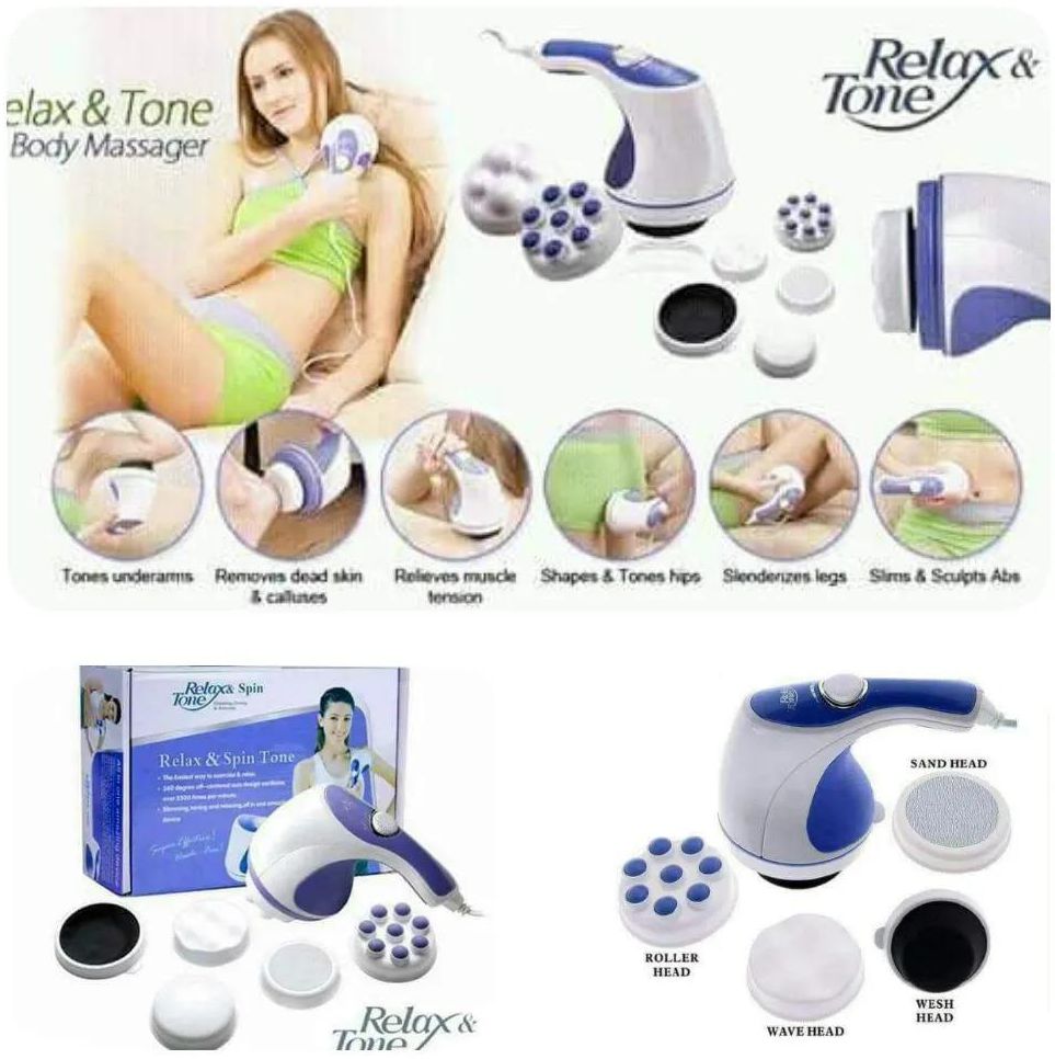 Relax & Spin Tone Relax And Spin Tone Hand-held Full Body Slimming Massager its Unique rapid rotation and powerful massage takes away aches and pains. Slimming, toning and relaxati