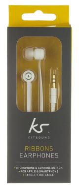 KitSound KSRIBWH Ribbons In-Ear Earphones with Microphone White