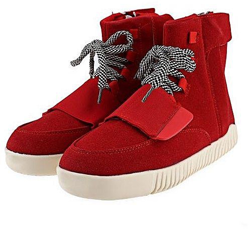Generic Stylish Pure Color Magic Tape Design Male Dunk High Sneakers - RED