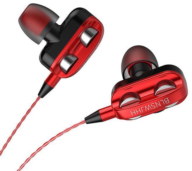 Single Speaker 1.2M Wired 3.5MM Earphone HiFi Stereo Red